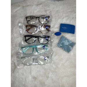 Ccvoo 5 pack Fashion Glasses for Women 1.0x NEW Blue Light Blocking